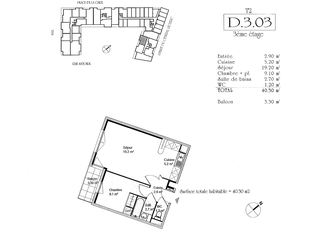 appartement 2 pièces - 40m2 à Nîmes (30000)