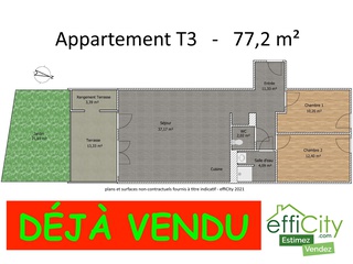 appartement 3 pièces - 77m2 à Le Grand-Lemps (38690)