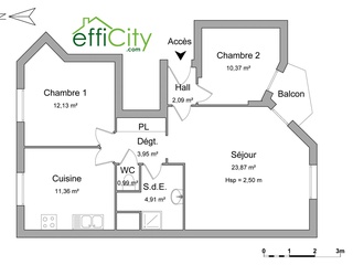appartement 3 pièces - 68m2 à Villeurbanne (69100)