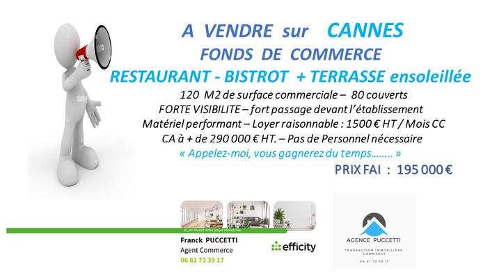 fonds-de-commerce 3 pièces - 120m2 à Cannes (06400)