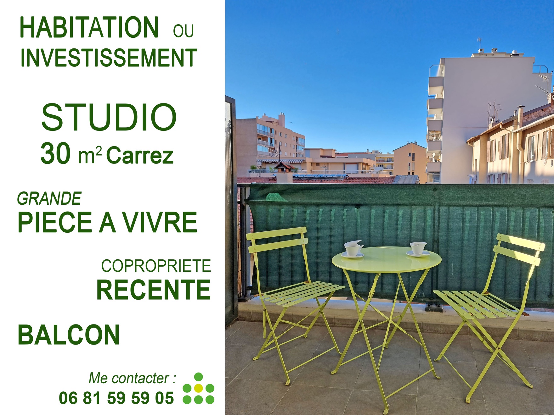 appartement 1 pièces - 30m2 à Nice (06300)