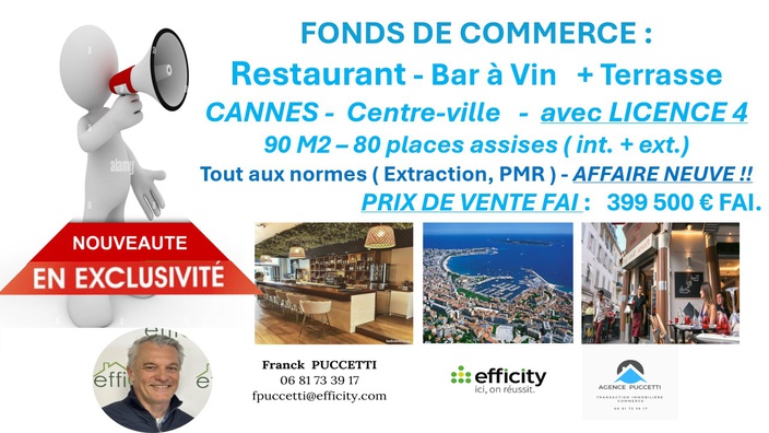 fonds-de-commerce  - 120m2 à Cannes (06400)