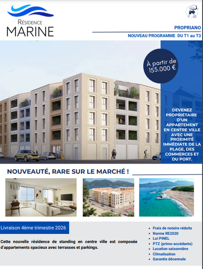 Achat immobilier Appartement 2 pièces  49m2 à Propriano (20110) - Photo n°1