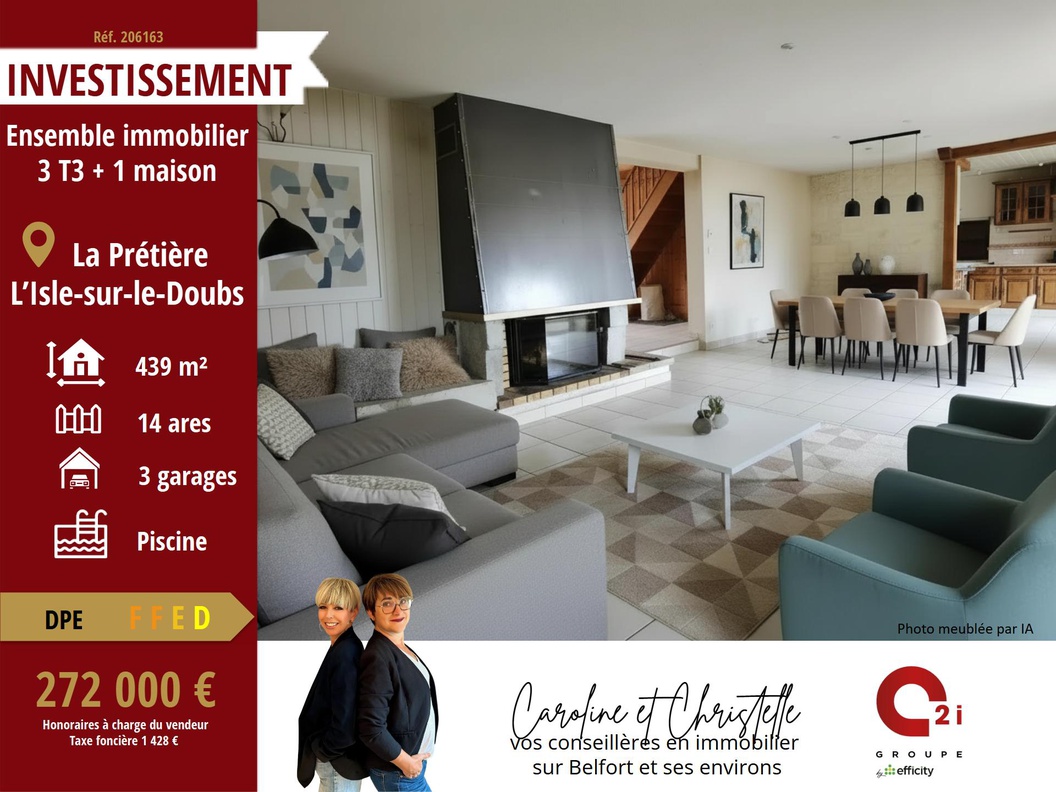 immeuble 15 pièces - 438m2 à La Prétière (25250)