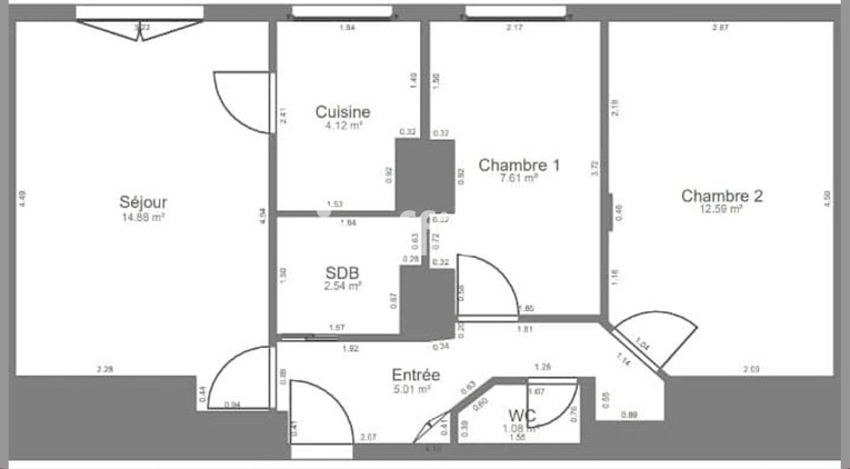 appartement 3 pièces - 48m2 à Paris (75018)