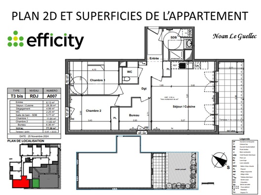 appartement 3 pièces - 77m2 à La Chapelle-des-Fougeretz (35520)