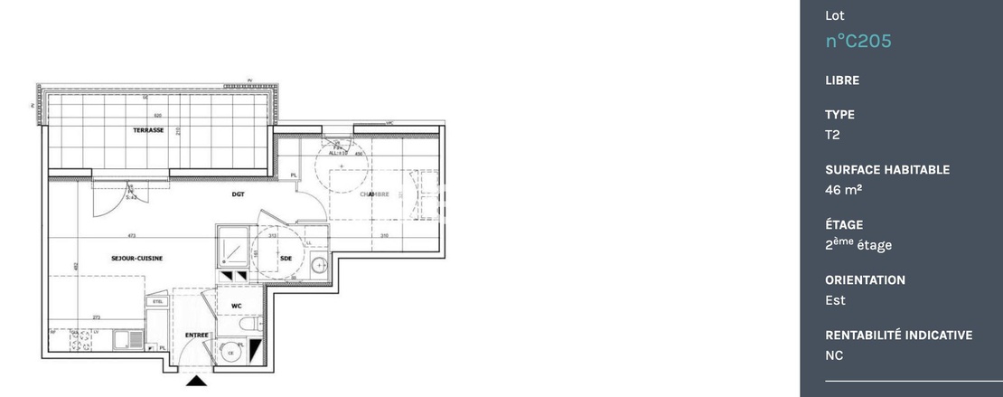 appartement 2 pièces - 45m2 à Aubagne (13400)