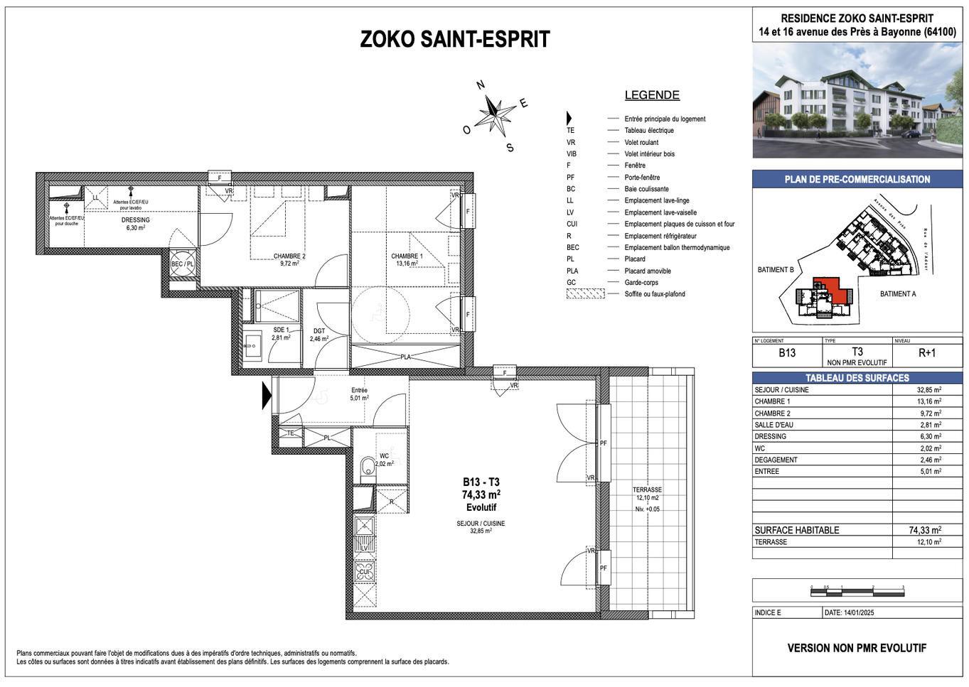 Achat immobilier Appartement 3 pièces  75m2 à Bayonne (64100) - Photo n°6