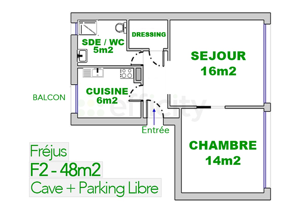 Achat immobilier Appartement 2 pièces  48m2 à Fréjus (83600) - Photo n°5