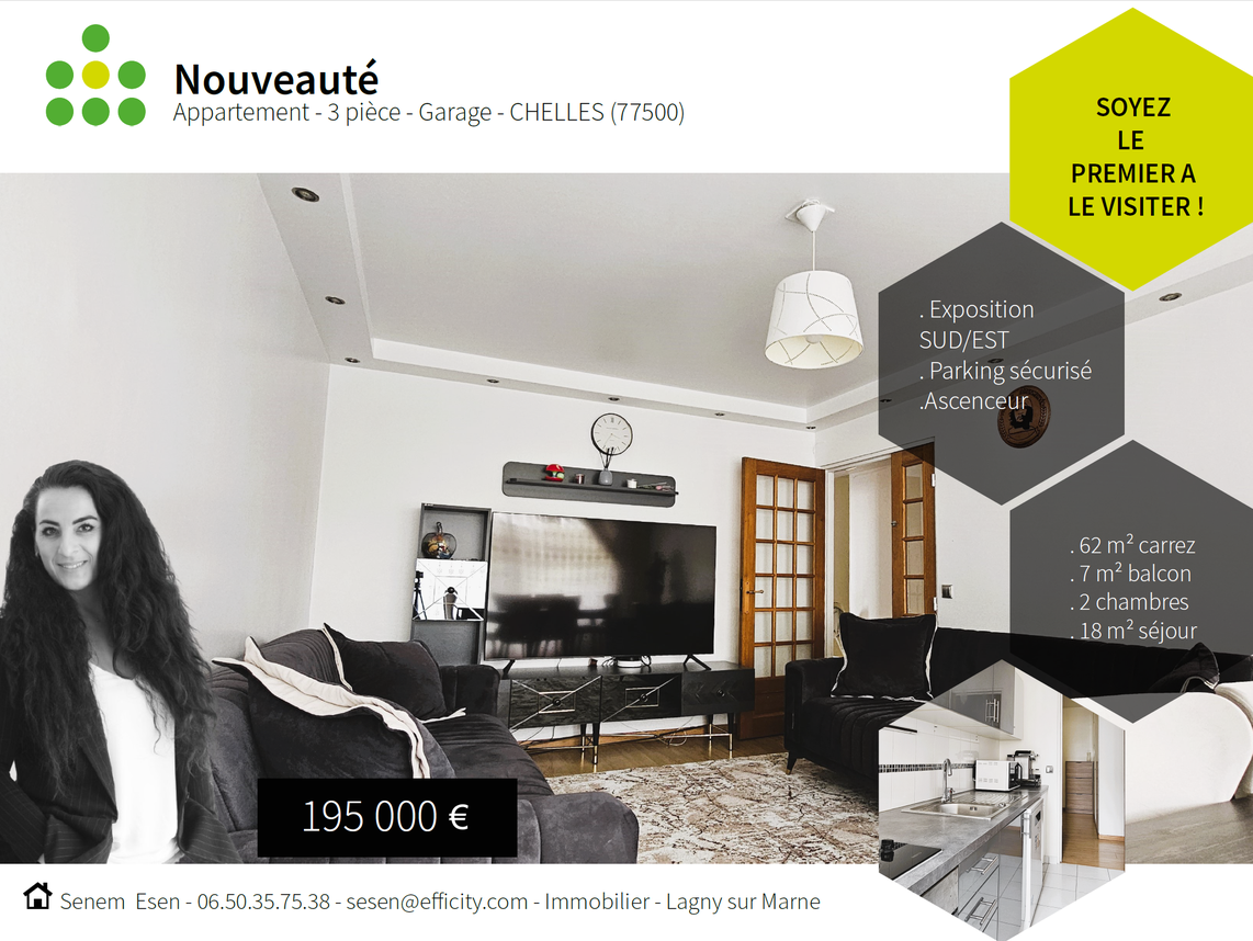 appartement 3 pièces - 62m2 à Chelles (77500)