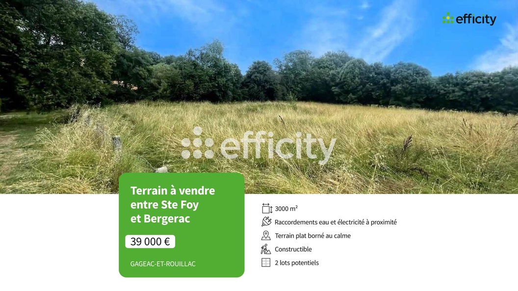 terrain  - 3000m2 à Gageac-et-Rouillac (24240)