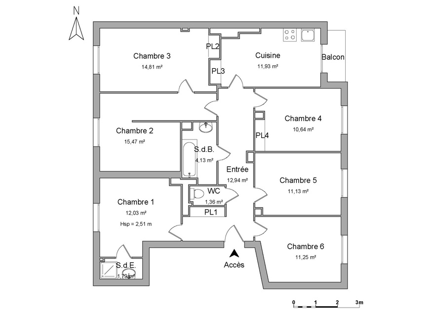 appartement 6 pièces - 107m2 à Villeurbanne (69100)