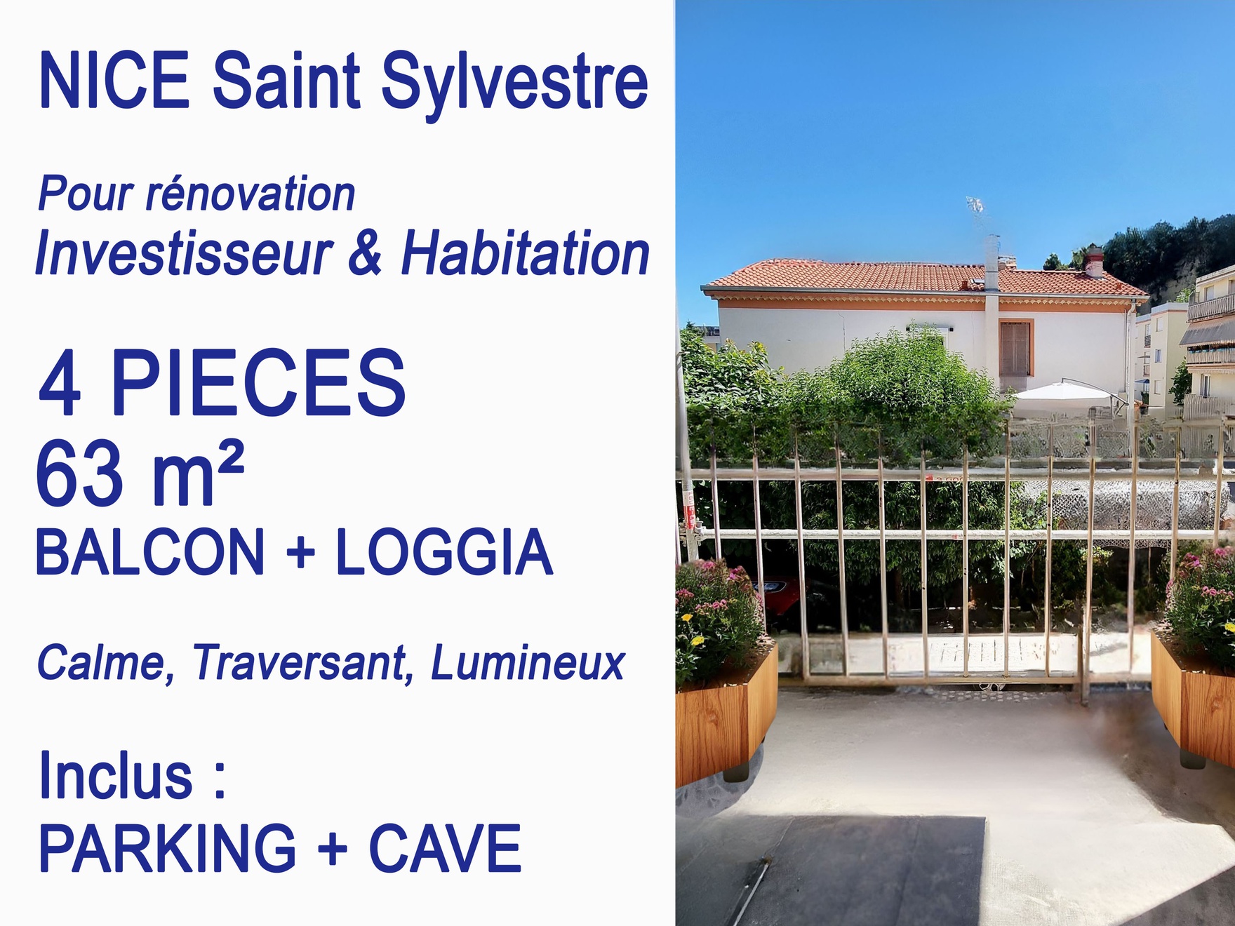 appartement 4 pièces - 63m2 à Nice (06100)