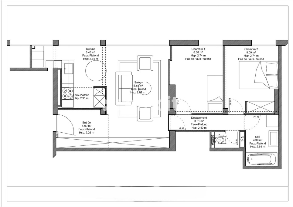 appartement 3 pièces - 56m2 à Boulogne-Billancourt (92100)