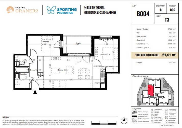 Achat immobilier Appartement 3 pièces  61m2 à Gagnac-sur-Garonne (31150) - Photo n°6