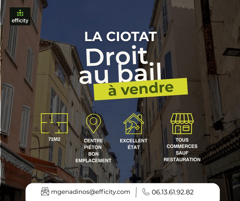Achat immobilier Fonds de commerce   72m2 à La Ciotat (13600) - Photo n°1