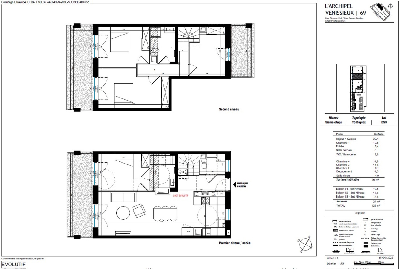 Achat immobilier Appartement 5 pièces  126m2 à Vénissieux (69200) - Photo n°9