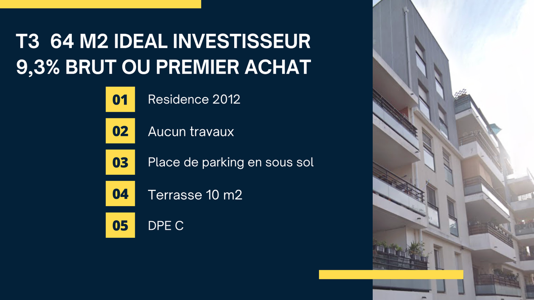 appartement 3 pièces - 65m2 à Marseille (13015)