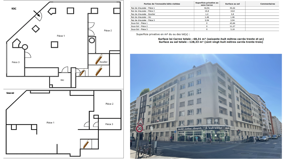 local commercial 3 pièces - 68m2 à Villeurbanne (69100)