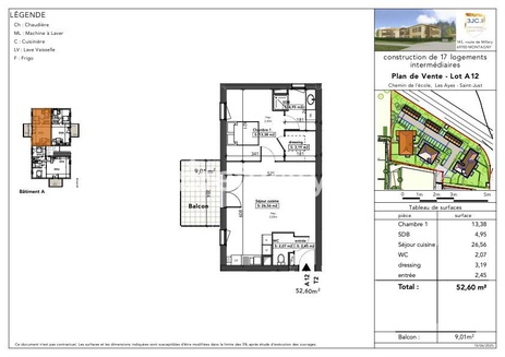 appartement 2 pièces - 52m2 à Saint-Just (01250)