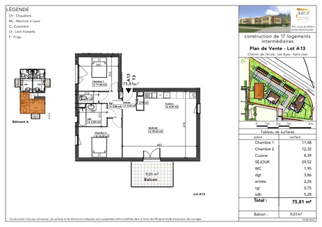 appartement 3 pièces - 75m2 à Saint-Just (01250)