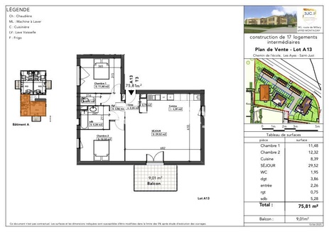 appartement 3 pièces - 75m2 à Saint-Just (01250)