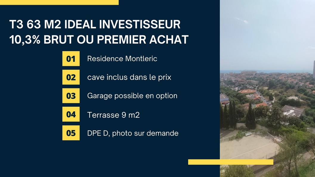 appartement 3 pièces - 63m2 à Marseille (13015)