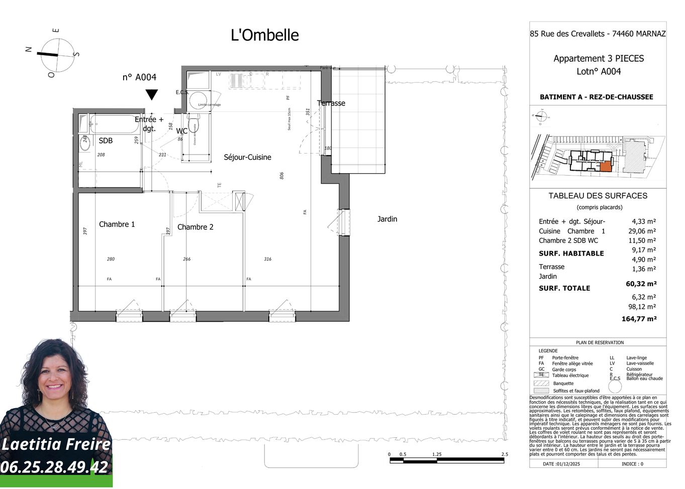 appartement 3 pièces - 60,54m2 à Marnaz (74460)
