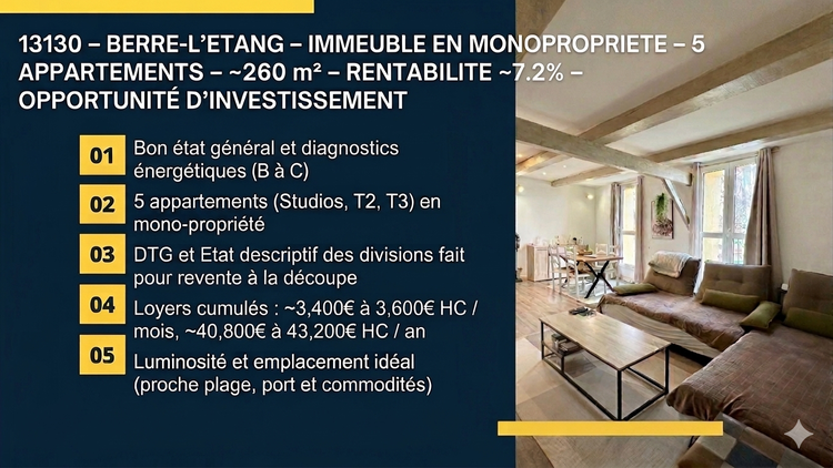 immeuble 11 pièces - 260,0m2 à Berre-l'Étang (13130)