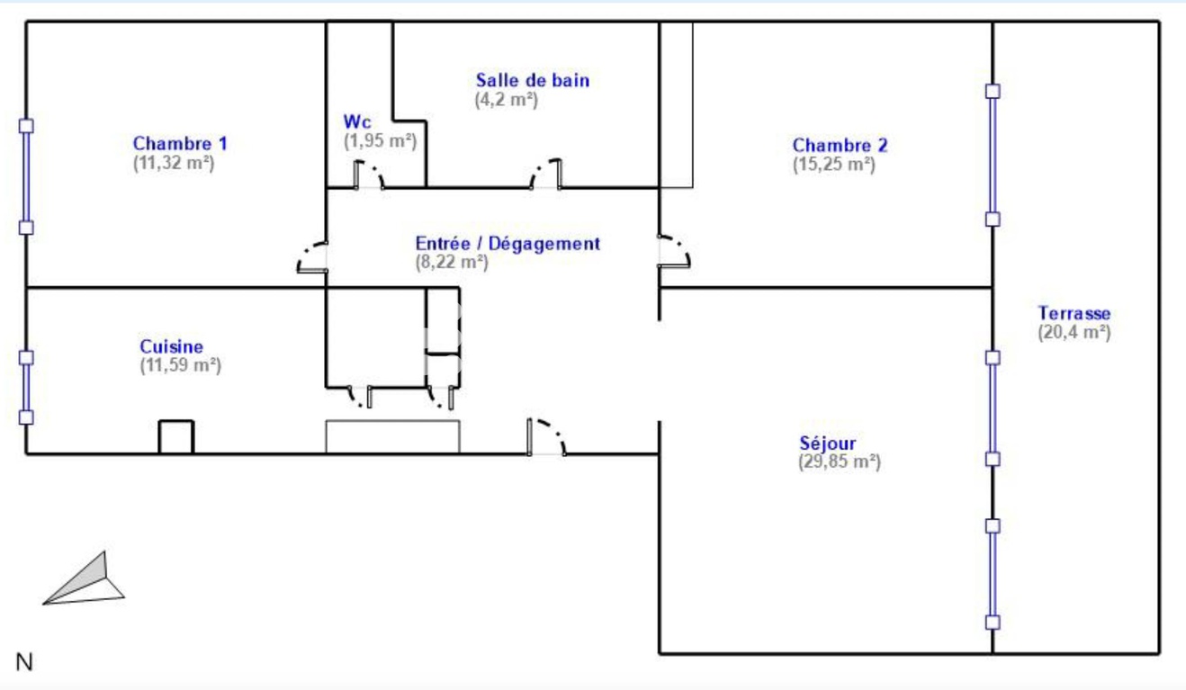 appartement 3 pièces - 90m2 à Marseille (13008)