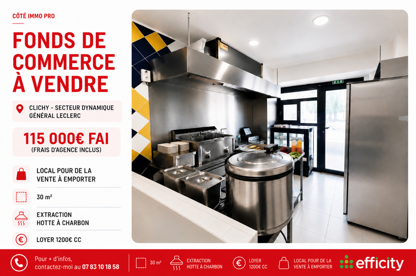 fonds-de-commerce  - 30m2 à Clichy (92110)