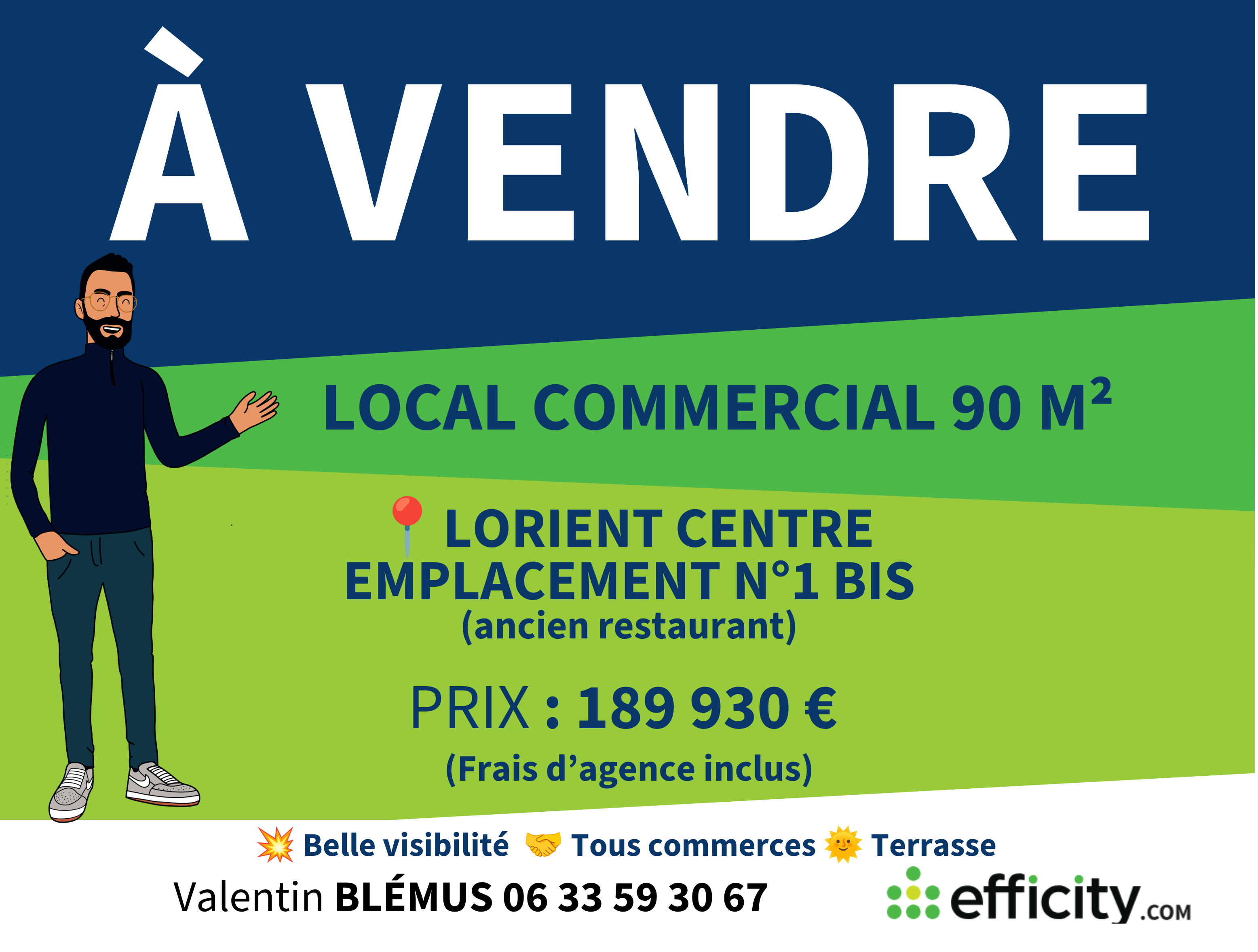 Local commercial 90 m² · à Lorient · 90 m² · 189 930 €