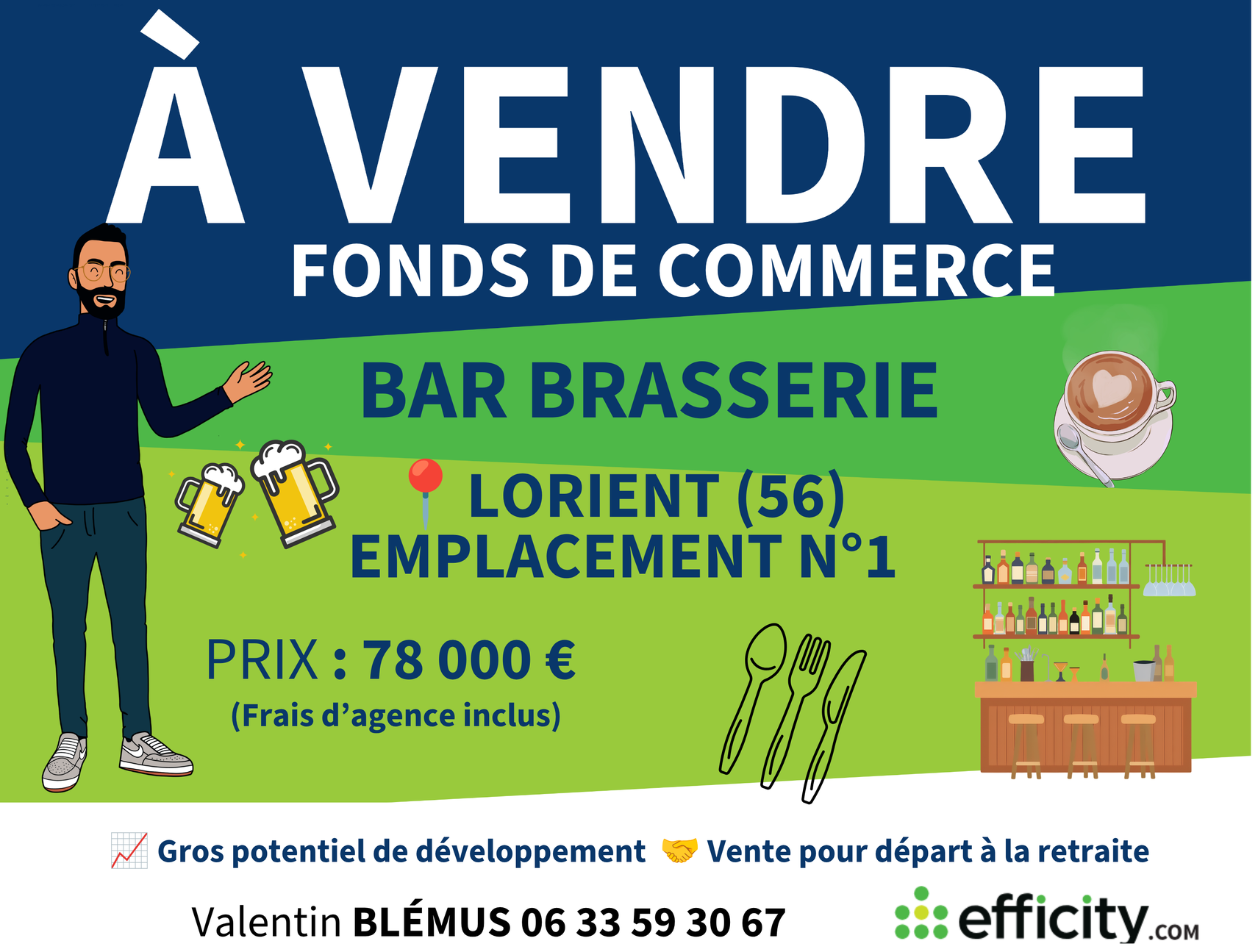 fonds de commerce  - 42m2 à Lorient (56100)