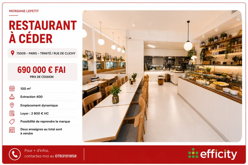 fonds-de-commerce  - 100m2 à Paris (75009)