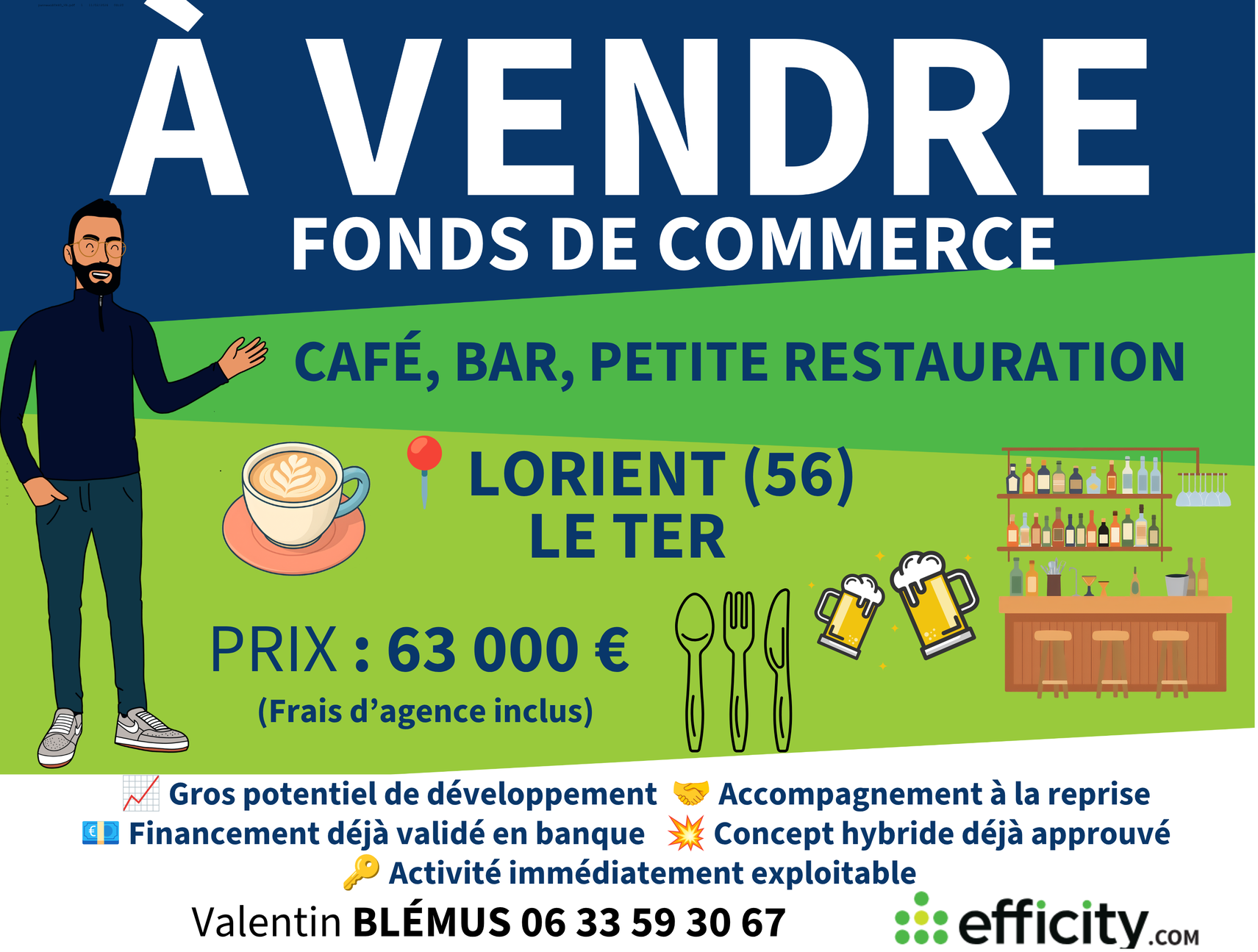 fonds de commerce  - 77m2 à Lorient (56100)