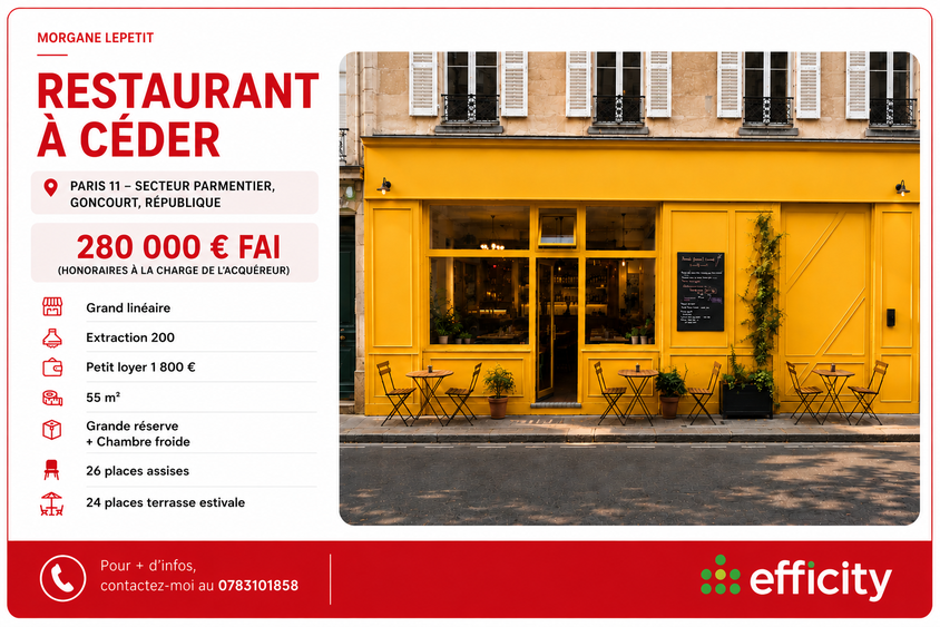 fonds de commerce  - 55m2 à Paris (75011)