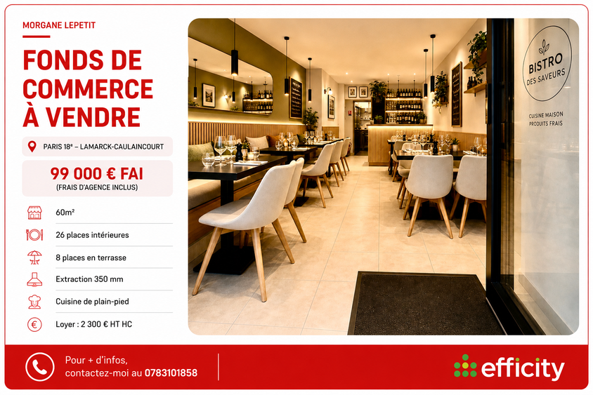 fonds de commerce  - 60m2 à Paris (75018)