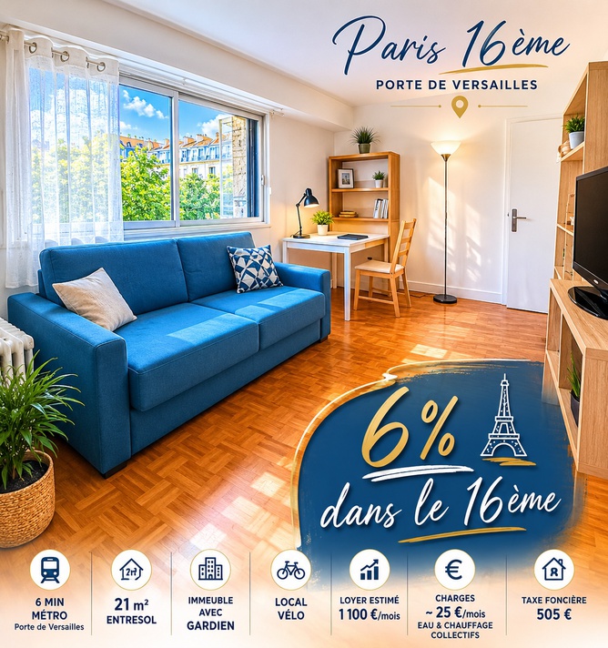 appartement 1 pièces - 21m2 à Paris (75016)