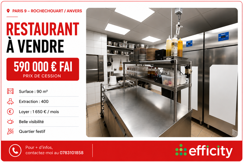 fonds de commerce  - 90m2 à Paris (75009)
