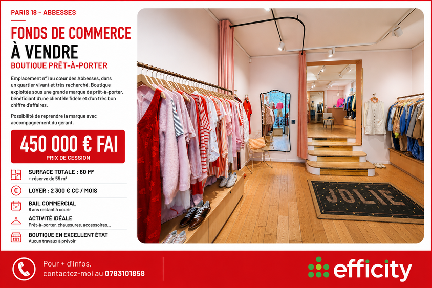 fonds de commerce  - 60m2 à Paris (75018)