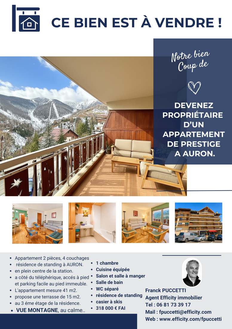 appartement 2 pièces - 40m2 à Saint-Étienne-de-Tinée (06660)