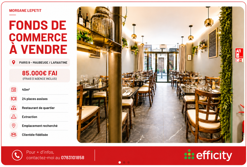 fonds de commerce  - 40m2 à Paris (75009)