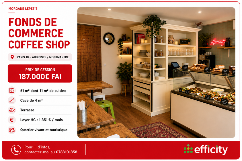 fonds de commerce  - 61m2 à Paris (75018)