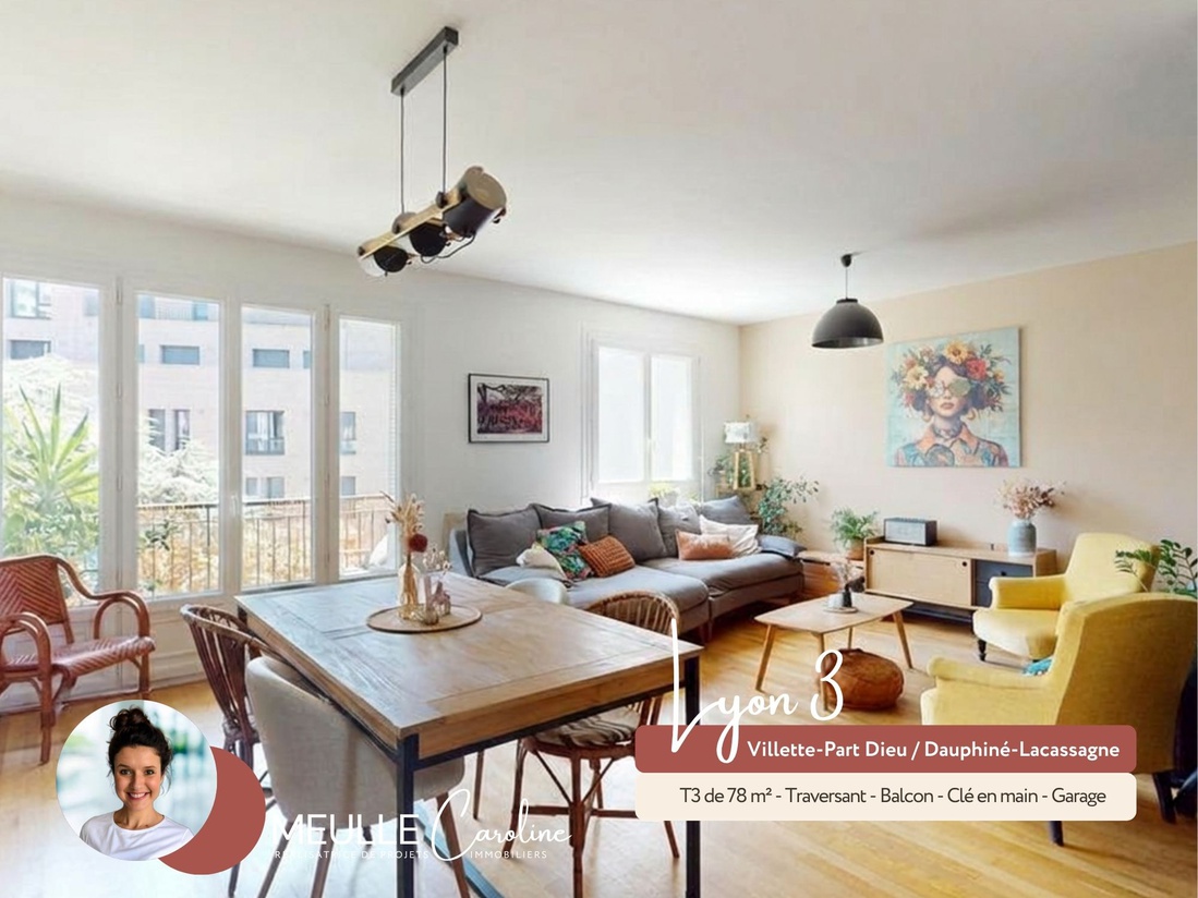 appartement 3 pièces - 77m2 à Lyon (69003)