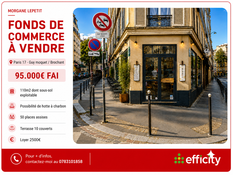fonds de commerce  - 110m2 à Paris (75017)