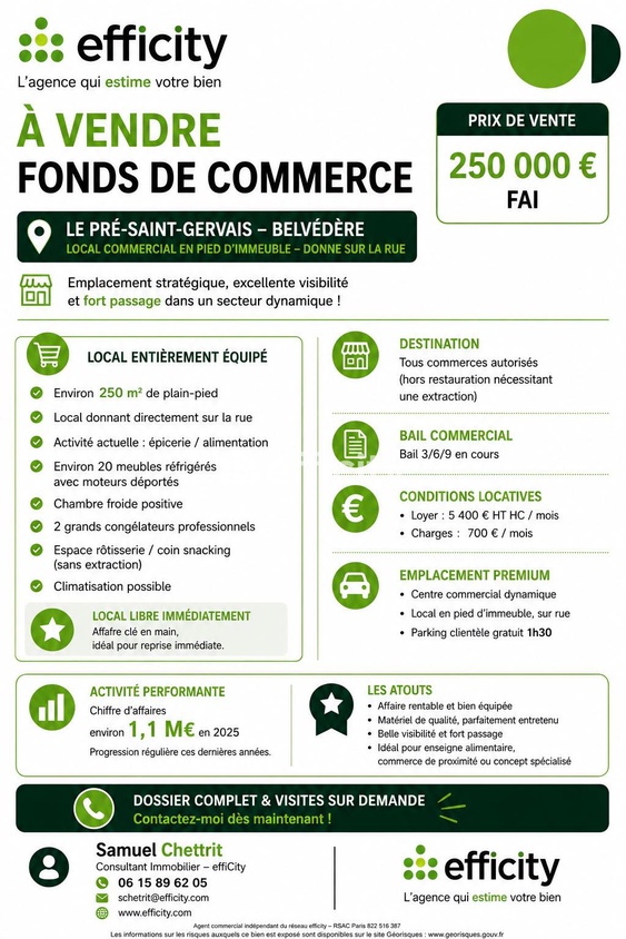 local-commercial 1 pièces - 250,0m2 à Le Pré-Saint-Gervais (93310)