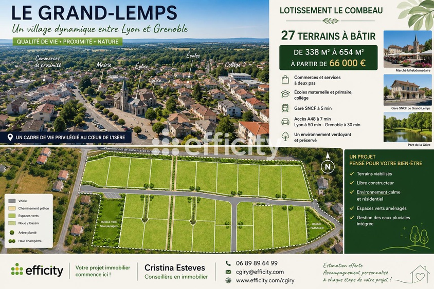terrain  - 655m2 à Le Grand-Lemps (38690)