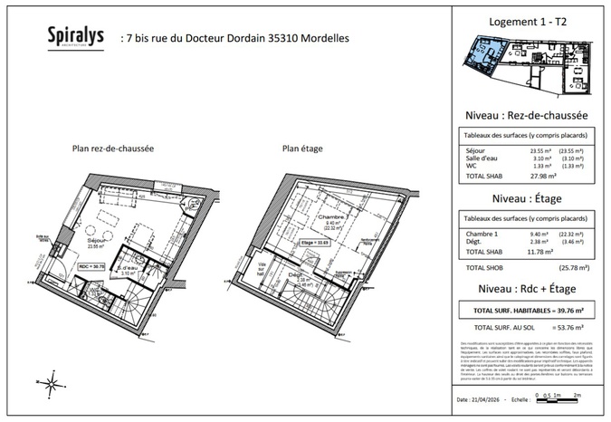 maison 2 pièces - 39m2 à Mordelles (35310)