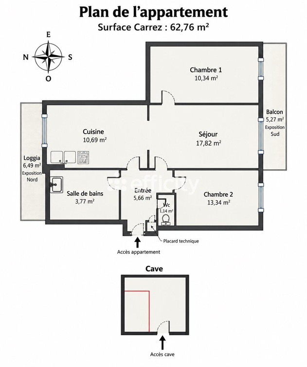 appartement 3 pièces - 63m2 à Villeurbanne (69100)