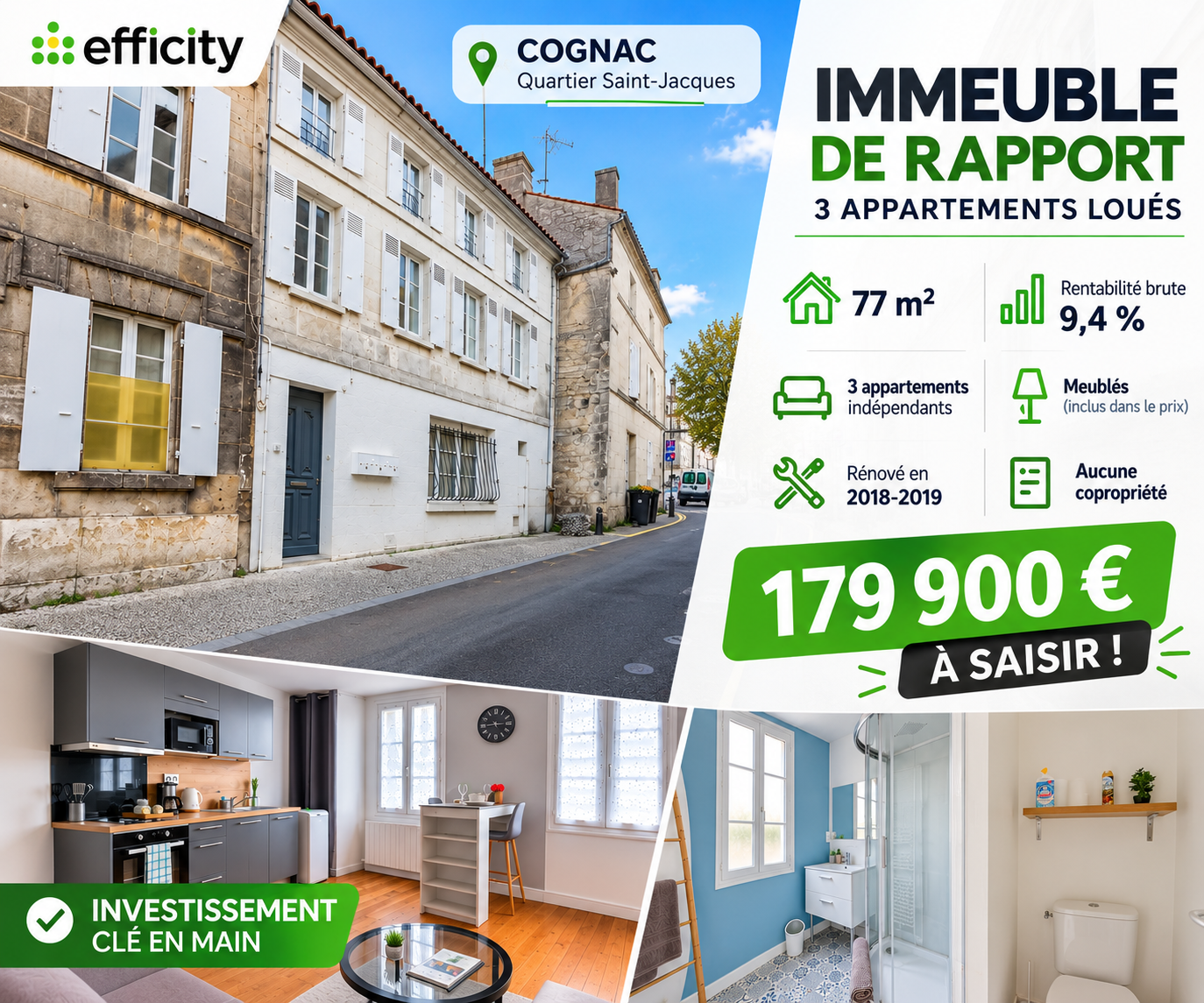 Immeuble 3 pièces 77 m² · à Cognac · 77 m² · 179 900 €